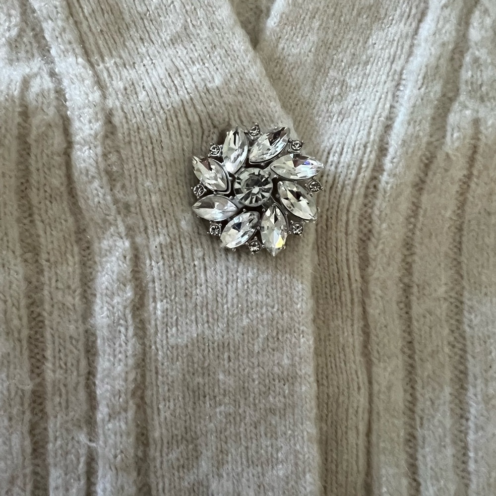 H&M Cream Sweater with Silver Brooch